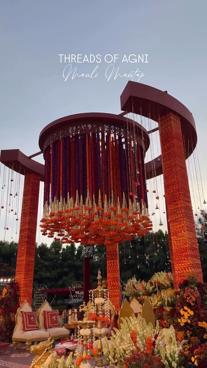 Promise & Petals on Instagram — Where tradition meets breathtaking grandeur. ❤️🌅  Witness the glow of our custom Mauli Mantap at sunset. From the meticu