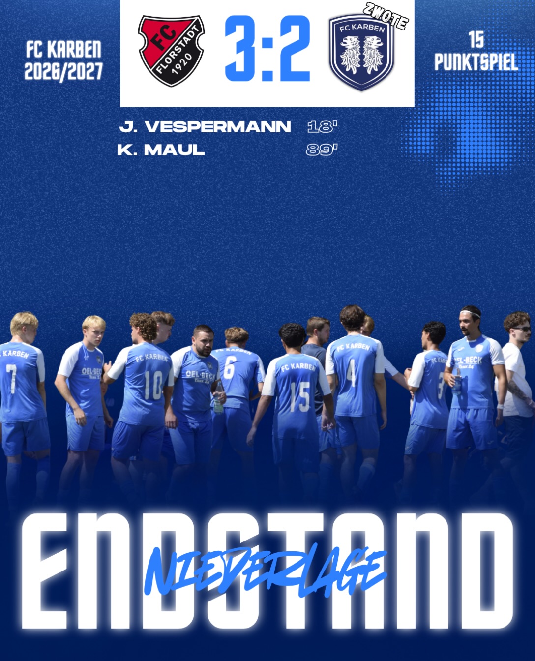Instagram: 🔵⚪️ Keine Punkte für unsere Zwote 🔹 Beim Auswärtsspiel gegen den FC Ober-Florstadt musste sich unsere Zwote mit 3:2 geschlagen geben. Es…